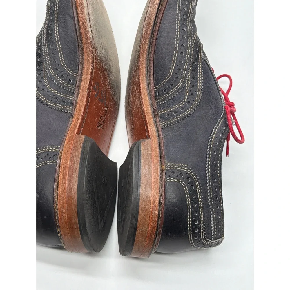 Mens Black Leather Wingtip Oxfords‎ Allen Edmonds Neumok size 9 Contrast Stitch